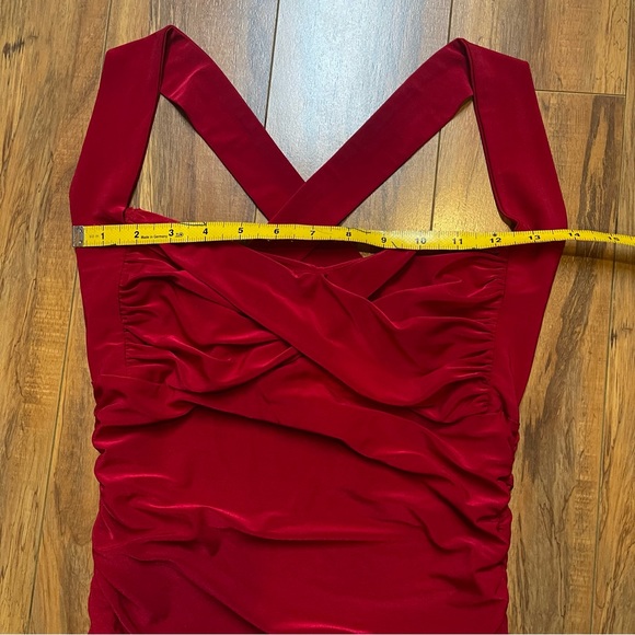Vintage Red Ruched Bodycon Mini Dress Size S - Picture 12 of 16